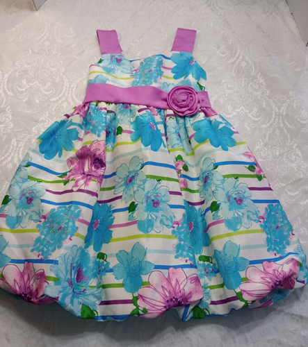 Jessica Ann Dress Easter Wedding Spring Floral Purple Blue Sleeveless Size 5