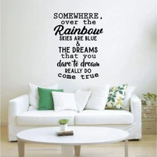 Over The Rainbow Quote Inspiration Vinyl Wall Art Sticker for Home Room Decals