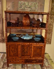 Vintage Chinese Hand Carved Rosewood Curio Display Case 15"x21"x8"
