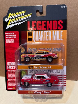 1/64 JOHNNY LIGHTNING LENGENDS 1966 CHEVROLET NOVA GRUMPY'S & 1970 FORD MAVERICK