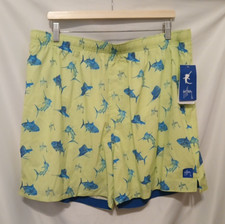 Guy Harvey Swim Trunks 2XL Paradise Green Fish Stretch Waistband UPF 50 Beach