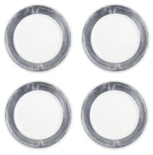 4 Pack White Charger Plates W/ Silver Removable Rings Durable Charger Plate Set