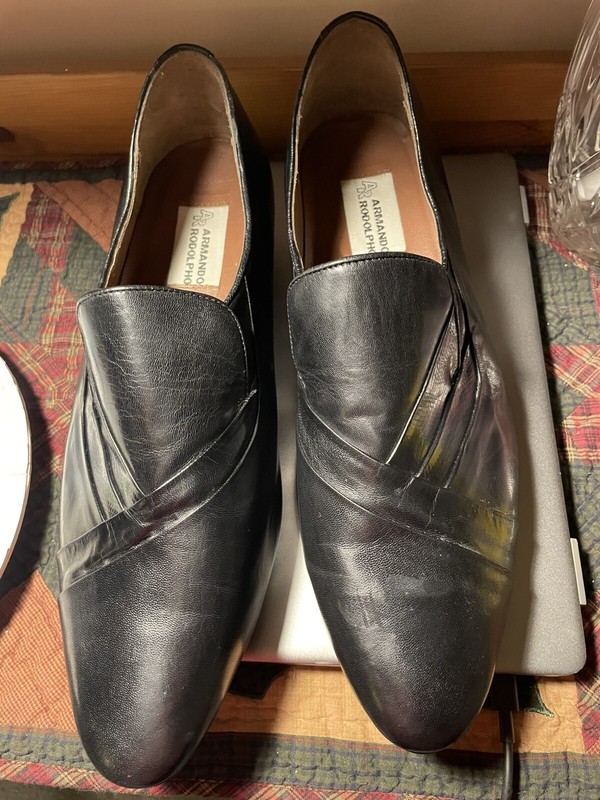 Armando Rodolpho Mens Black Leather  Slip On Dress Shoe Size US 15 Excellent