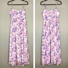 Lulu’s Total Darling Notched Bustier Maxi Dress Women’s Size S Pink Multi Floral