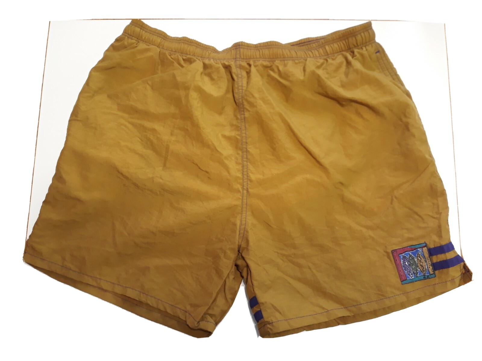 Weekends Beachwear Swim Trunks Size  XL Tan with blue stripes 1X