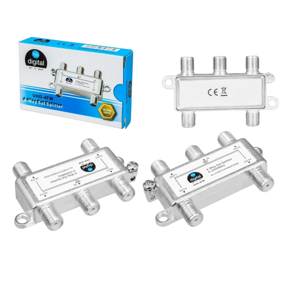 Verteiler Splitter SAT 5-2400MHz HD Erdungsklemme DVB-T2 tauglich 2 3 4 6 8 Fach - Bild 4 von 4