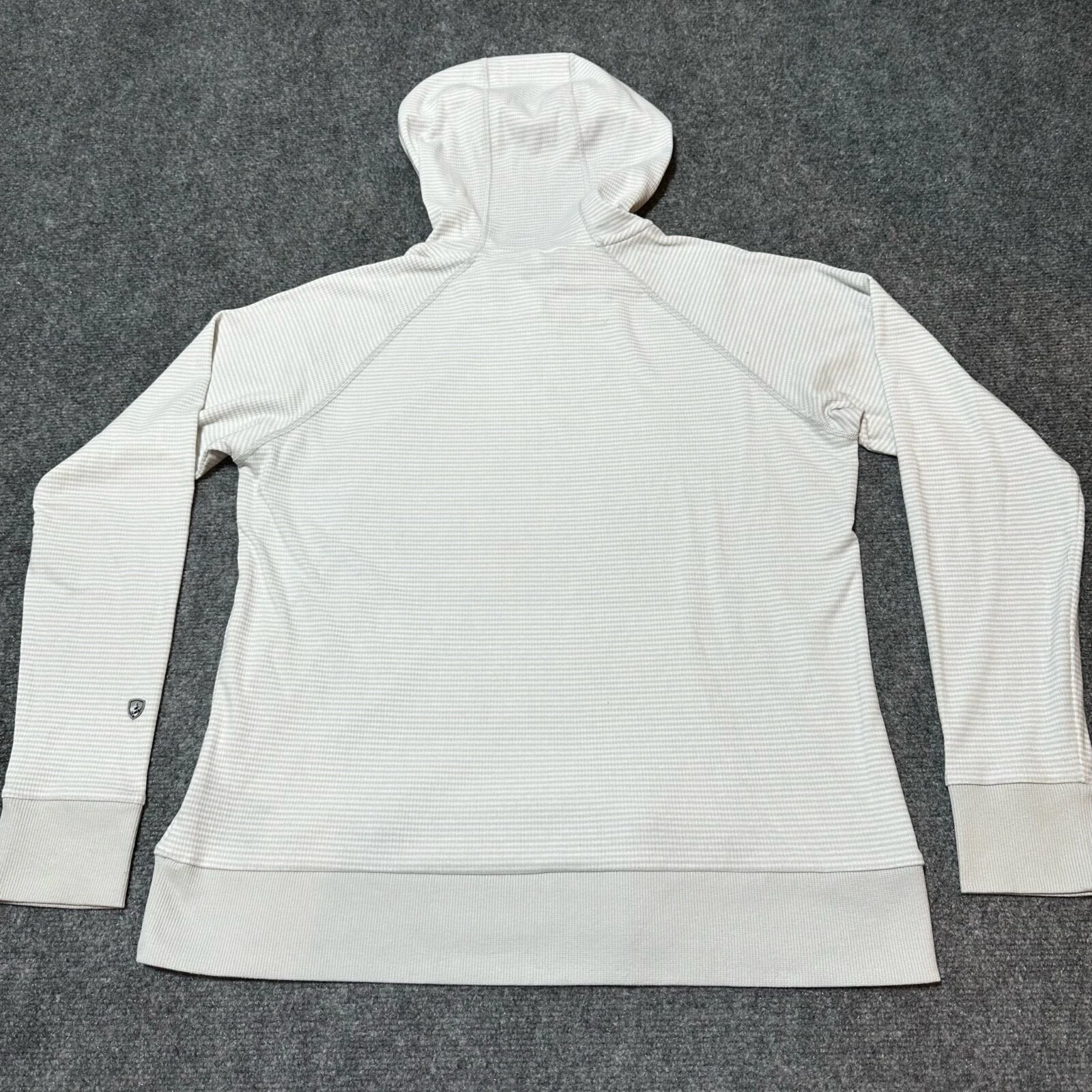 OFF WHITE Kuhl Felpa con Cappuccio Donna Grande Avorio Pullover Felpa Orlo a Costine Polsini