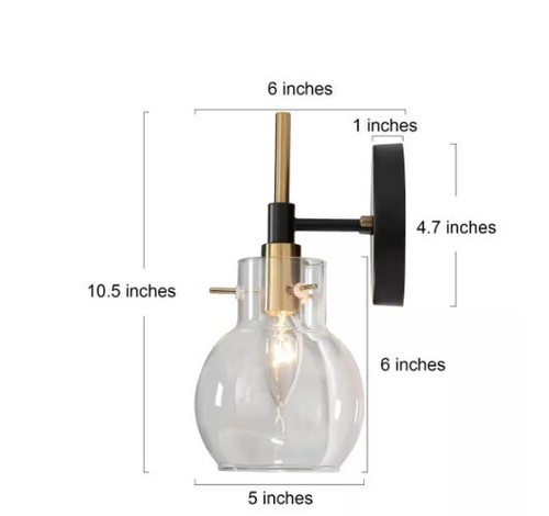 Zenvi 1-Light Modern Black Wall Sconce, DIY Brass Bathroom Vanity Light, Indoor - Picture 3 of 3