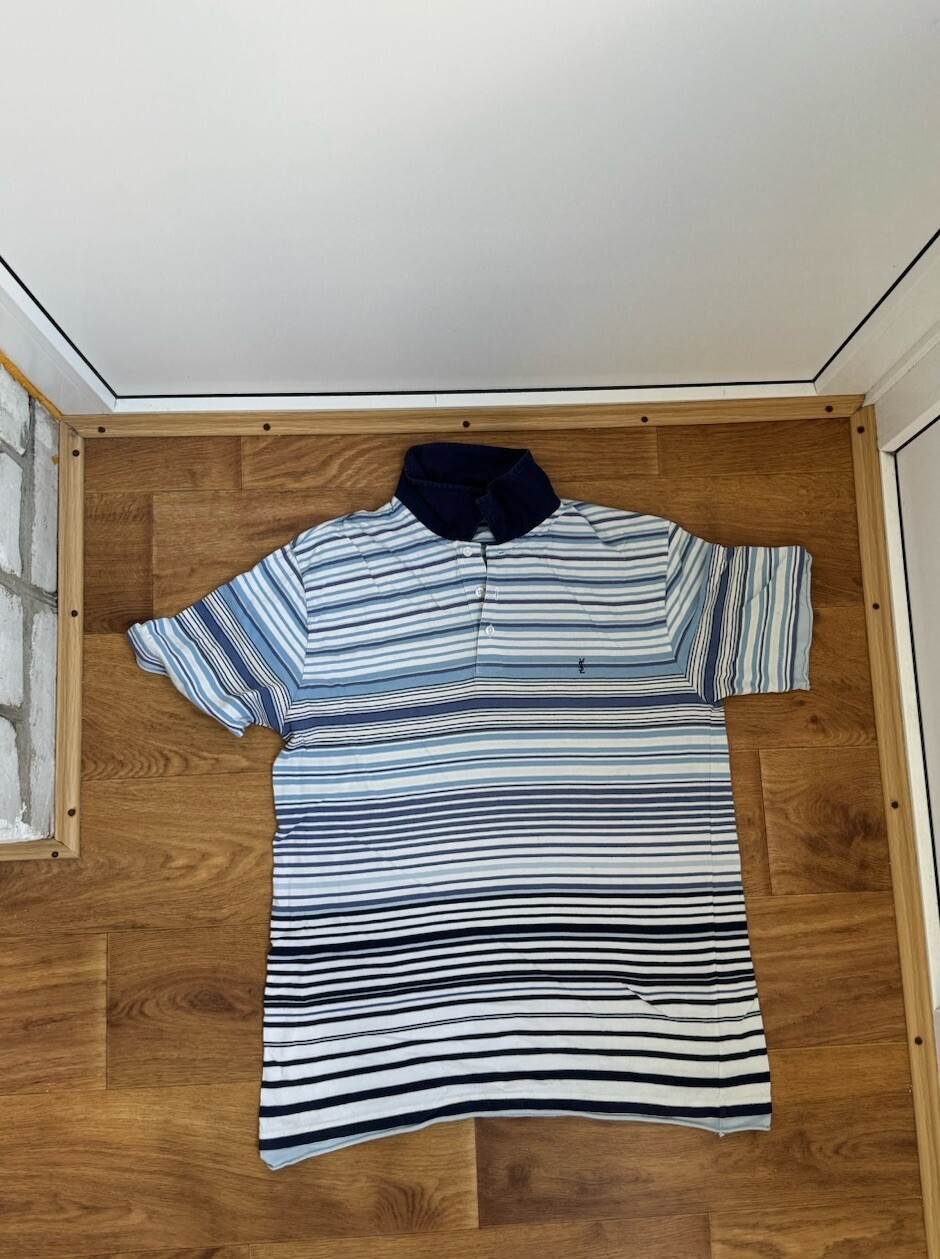 Polo Yves Saint Laurent multicolore a righe con logo ricamato adulto taglia L