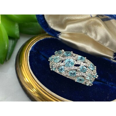 Blautopas Statement Ring - Sterlingsilber Stauer Edelstein Gr. 9 Geburtsstein