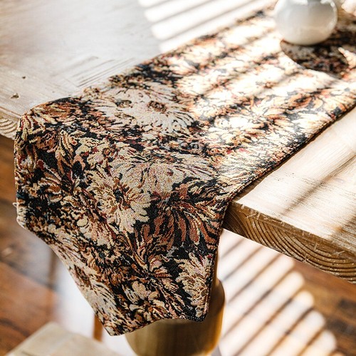 Retro Jacquard Tablecloth Flower Print Table Flag Cloth Kitchen Diningroom Decor - Picture 4 of 8