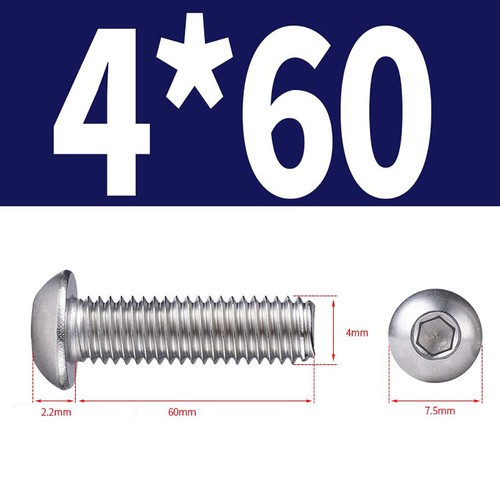 Tornillos de cabezal de botón M2-M5 pernos hexagonales Allen grado marino A4 acero inoxidable - Imagen 61 de 76