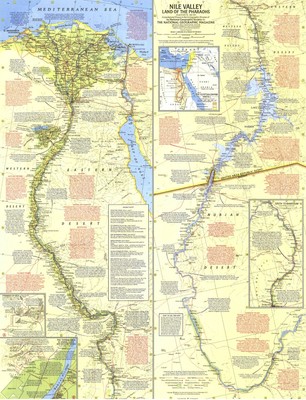 Ägypten - Nil Tal, Land der Pharaonen (1965) 102x127cm Gerollt Leinen Wandkunst