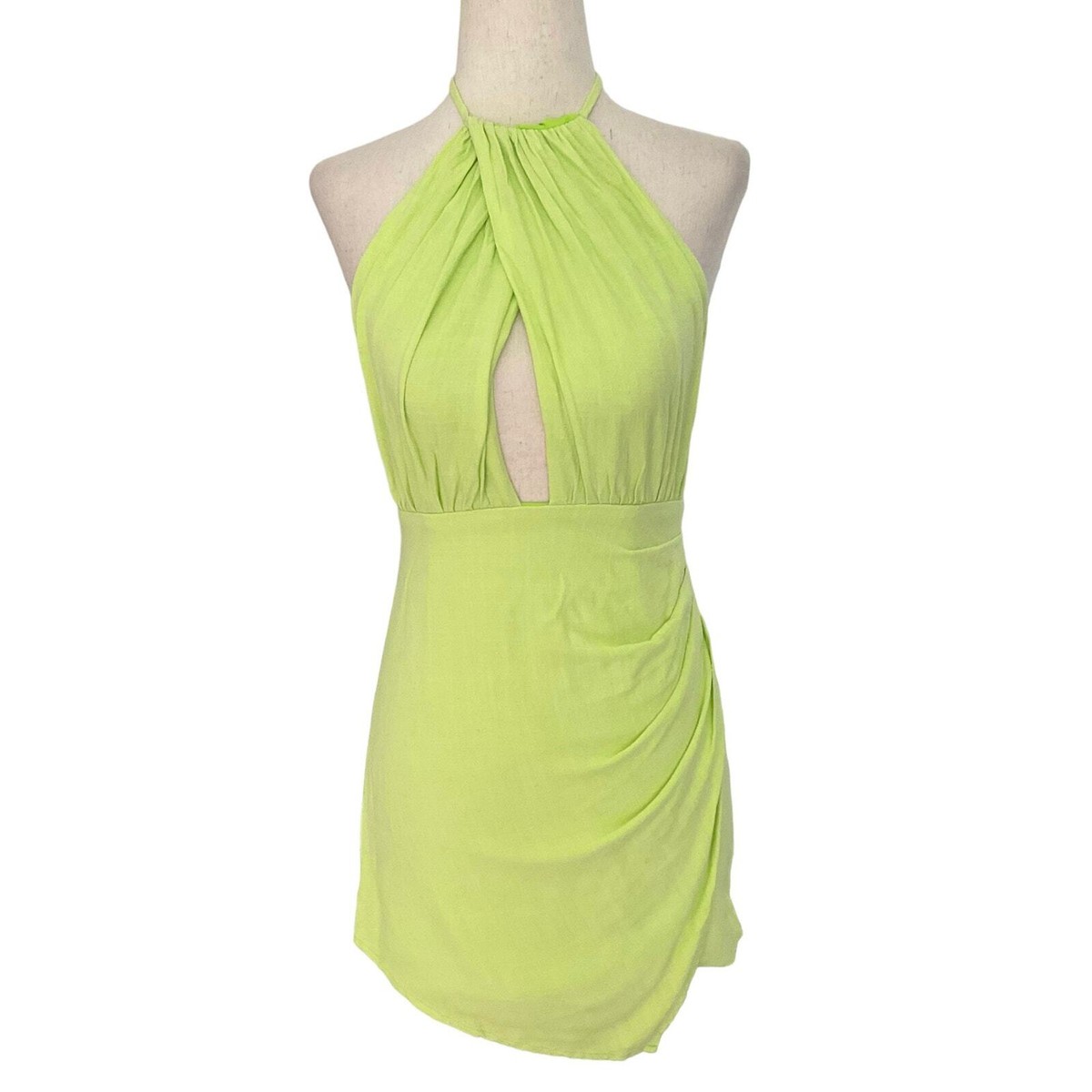 Shein Green Fitted Open Back Halter Fitted Bodycon Dress Women's Size 2 |  5-22 | eBay