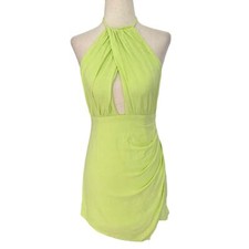 Shein Green Fitted Open Back Halter Fitted Bodycon Dress Women's Size 2 | 5-22