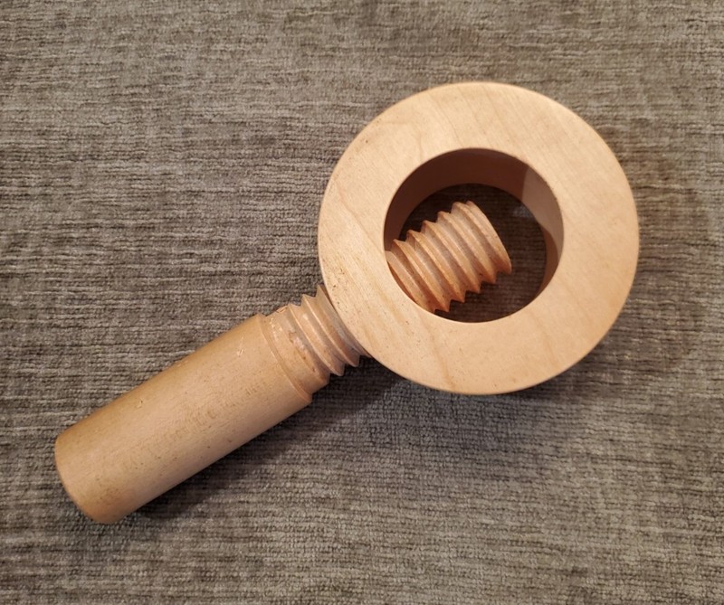 Vintage Nut Cracker Screw Tight- Wood 7" Long- Walnuts Pecans Brazil Nuts 