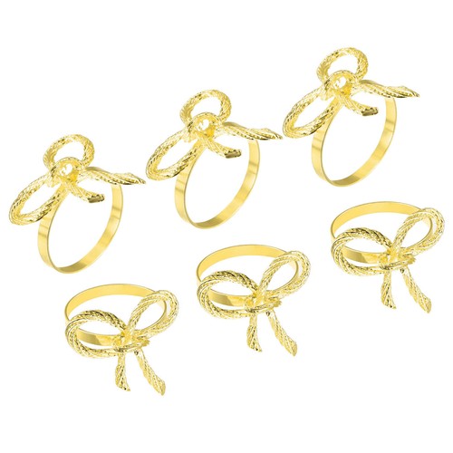Whaline 6Pcs Lemon Napkin Rings - Metal Gold Fruit Napkin Holders For Farmhouse, Summer, Wedding, Party Table Decor