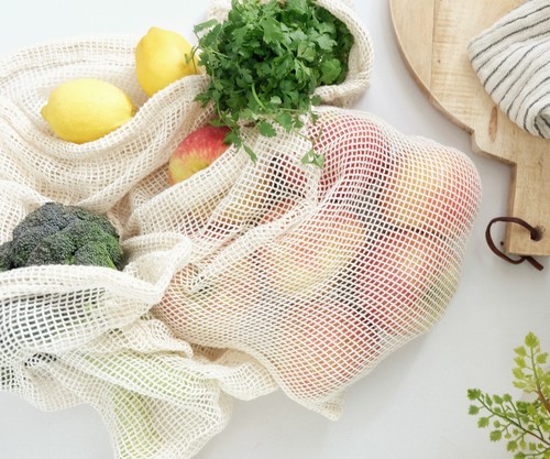 Reusable Produce Bags Set of 6 100% Organic Cotton Mesh Shopping Bag Grocery Bag - Picture 8 of 12