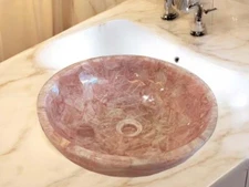 Rose Quartz Pink Gemstone Countertop Vanity Sink Wash Basin Bathroom Decorative