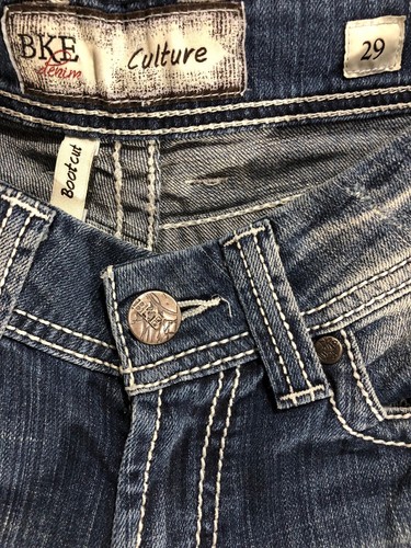 Buckle BKE Women’s 29 X 27 Denim Culture Bootcut Distressed Embroidered Stretch - Picture 5 of 13