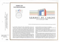 Feuillet CEF 1er Jour 1989 sommet de l'arche Y&T 2600