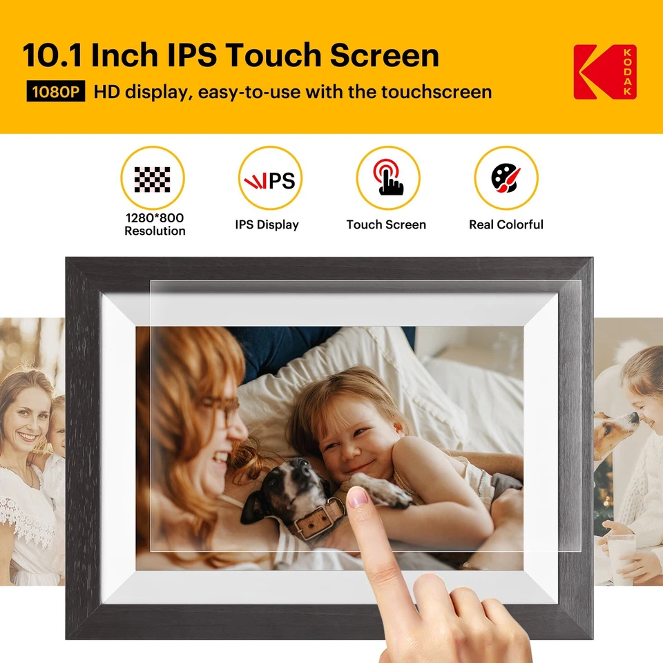 Kodak Wooden Digital Photo Frame 1012W, WiFi 10.1 inch HD IPS Touchscreen, 16GB - Image 4 of 4