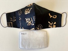 Face Mask Nose Wire Washable Reusable Black Cotton PM2.5 Carbon filter included