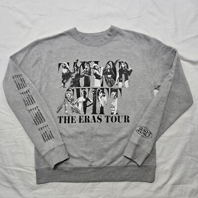 EUC Sz SMALL Adults Taylor Swift Eras Tour Sweatshirt 2023 Grey Graphic Sweater