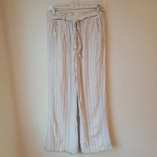 Jolt Womens Pants Size Medium M Pinstripe Drawstring Pull On Beachy Boho
