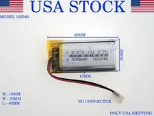 3.7V 800mAh 102040 Lithium Polymer LiPo Rechargeable Battery (USA STOCK)