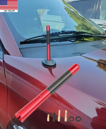 New 4.7 Inch Short Antenna Red Aluminum For FORD MUSTANG 1979-2009