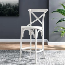 Modway Gear X-Back Wood Counter Bar Stool in White
