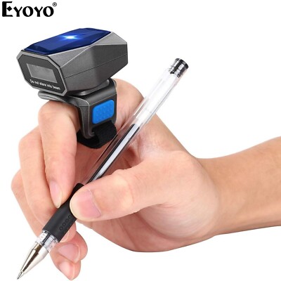 Upgraded Eyoyo 2D Ring Barcode Scanner Bluetooth&USB Wired Mini Wearable Reader