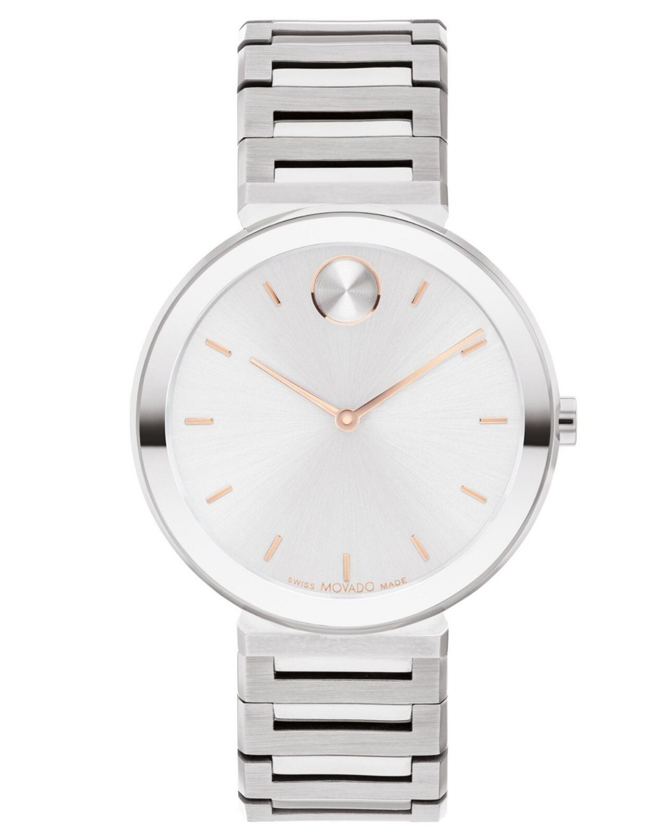NEW Movado BOLD Horizon Silver Dial Stainless Steel Watch | 34mm