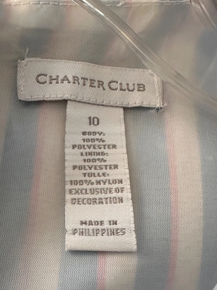 Charter Club Girls Dress 10 Blue &Striped Nylon Blend Sleeveless Fit Flare Party - Image 4 of 4