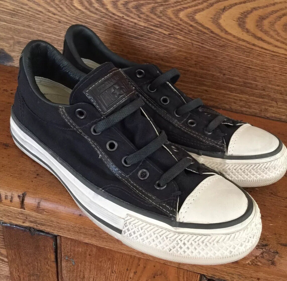 Converse X John Varvatos black nylon brown leather slip on