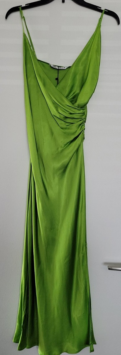 zara green dress satin NEW WOMAN MIDI COWL-NECK SLIP OLIVE XS-XL REF. 9878/168 Zara | Dresses | Zara