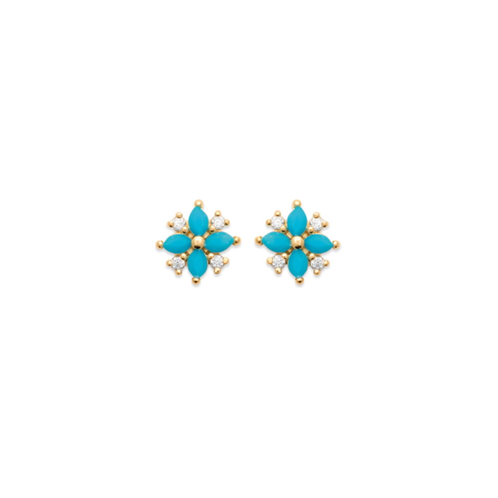 Boucles d'oreilles fleurs plaqué or anti-allergie sans nickel