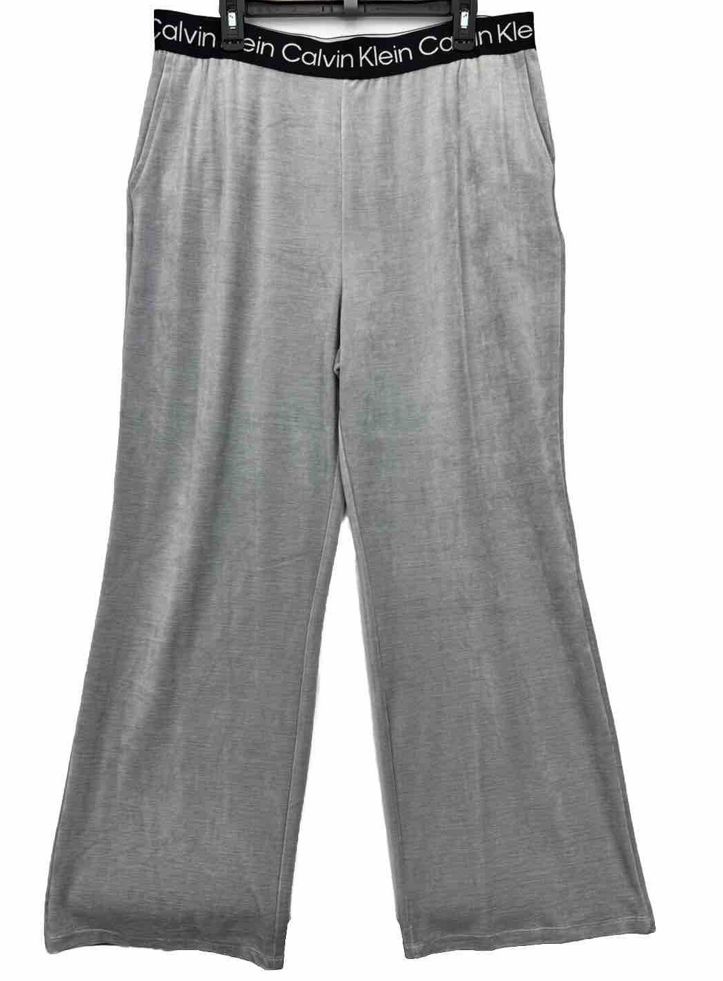 's Gray Velour Logo Trim Wide Sweatpants Pants Size Xl