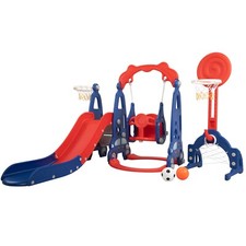 5 in 1 Toddler Slide  Swing Set Kids Outdoor Playground Climber Slide Playset