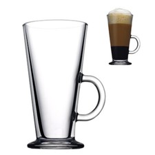 2 x Tall Latte Glasses Clear 260ml Hot Latte Iced Coffee