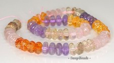 12X8MM MIX QUARTZ GEMSTONE FACETED RONDELLE LOOSE BEADS 7.5inch