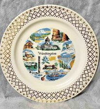Assiettes souvenir de l'État Washington 10". Vintage 