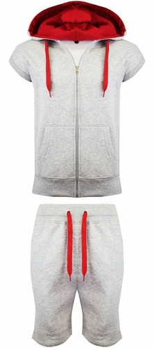 Nuovo Uomo senza Maniche Cappuccio Corto Set Tuta Gilit Ragazzo Pile con S-2XL - Foto 7 di 7