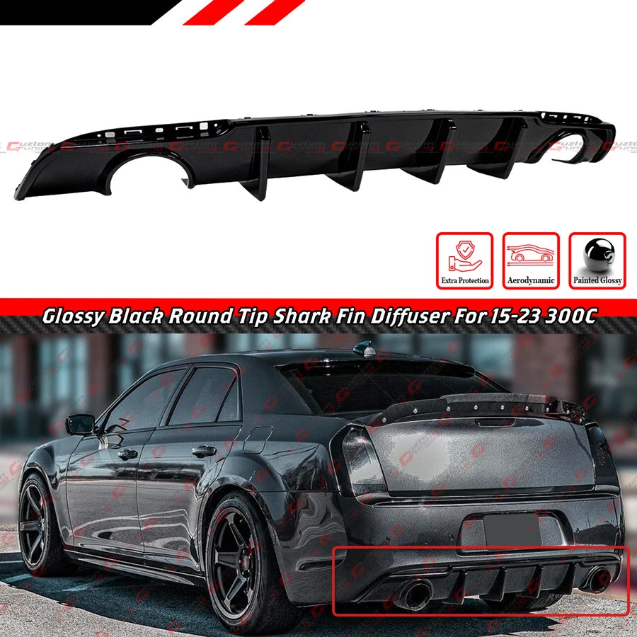 Válvula difusor traseiro barbatana de tubarão preta brilhante Chrysler 300 SRT para 15-2023 - Imagem 2 de 4