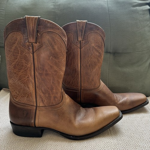 Frye Dillon Pull On Boots Tan Tobacco Brown Size 12 Western Leather Distressed