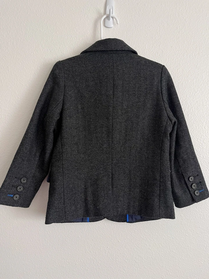 Chaqueta Blazer MINI BODEN Negra Gris Tweed Talla 4-5Y Niños Espacio 110cm Mezcla Lana Foto 3 de 4