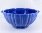 Vtg 1930s STANGL Colonial 9” Serving Bowl Medium Blue Fluted Rib Footed Ear 1388