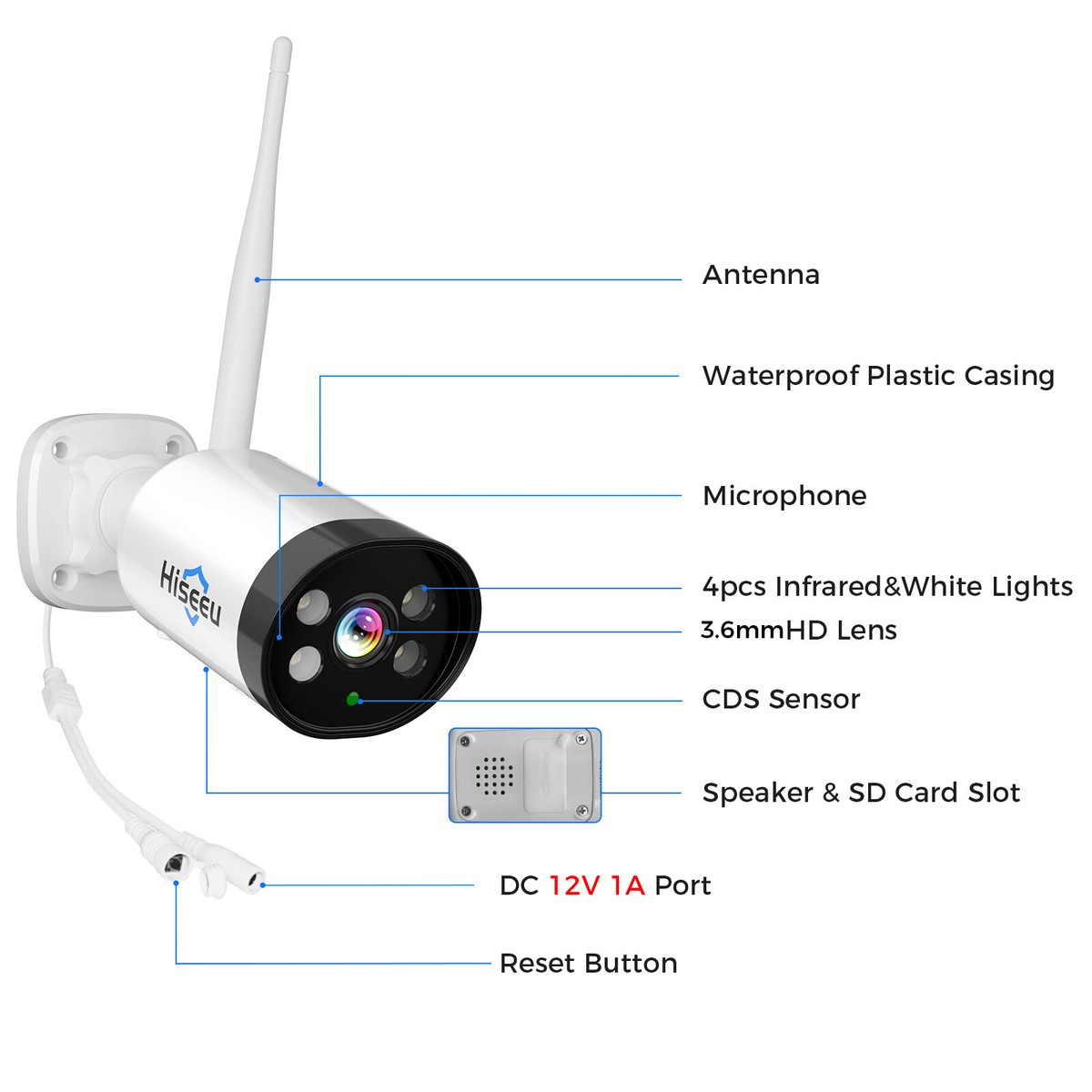 Hiseeu 3MP PTZ WiFi Security Camera – 2-Way Audio, Night Vision, Alexa Compatible