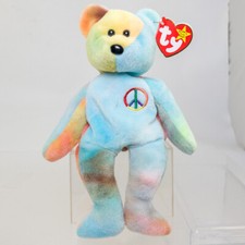 TY Beanie Baby - PEACE the Ty-Dyed Bear Blue  8.5 inch  MWMT 